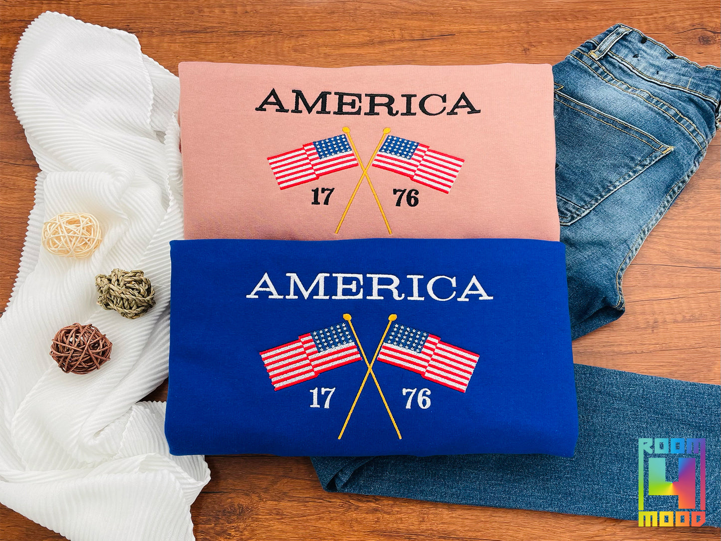 USA Embroidered Sweatshirt, United States, America, Crewneck, Flag, Olympics 2024, Patriot, July 4th, Red White and Blue, American pride