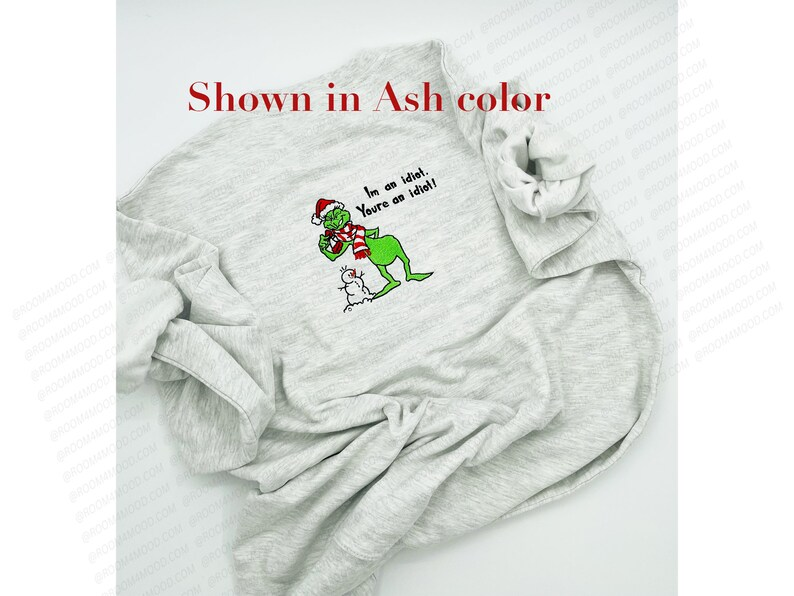 Christmas Sweatshirt, Whoville Embroidered Sweatshirt, Christmas Embroidery Sweatshirt, Christmas Crewneck, Grinch idiot snowman, Santa