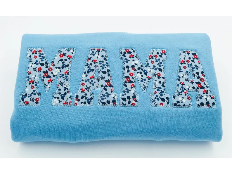 Custom Embroidered Sweatshirt Gift | Mothers Day | Spring Apparel | Floral sleeve personalized | Birthday Gift, Tone on tone shirt, mama,