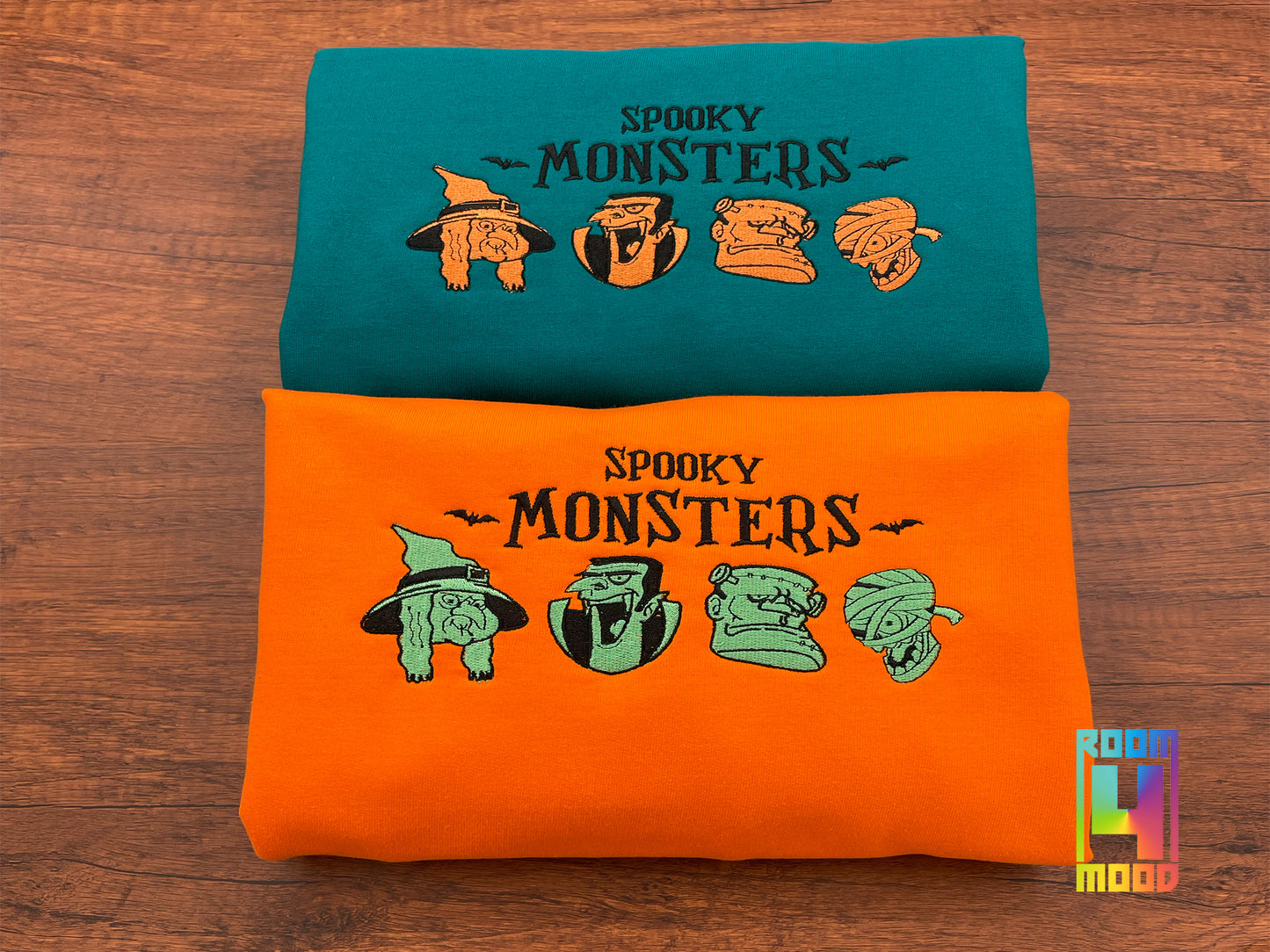 Embroidery Spooky Monster Sweatshirt Crewneck