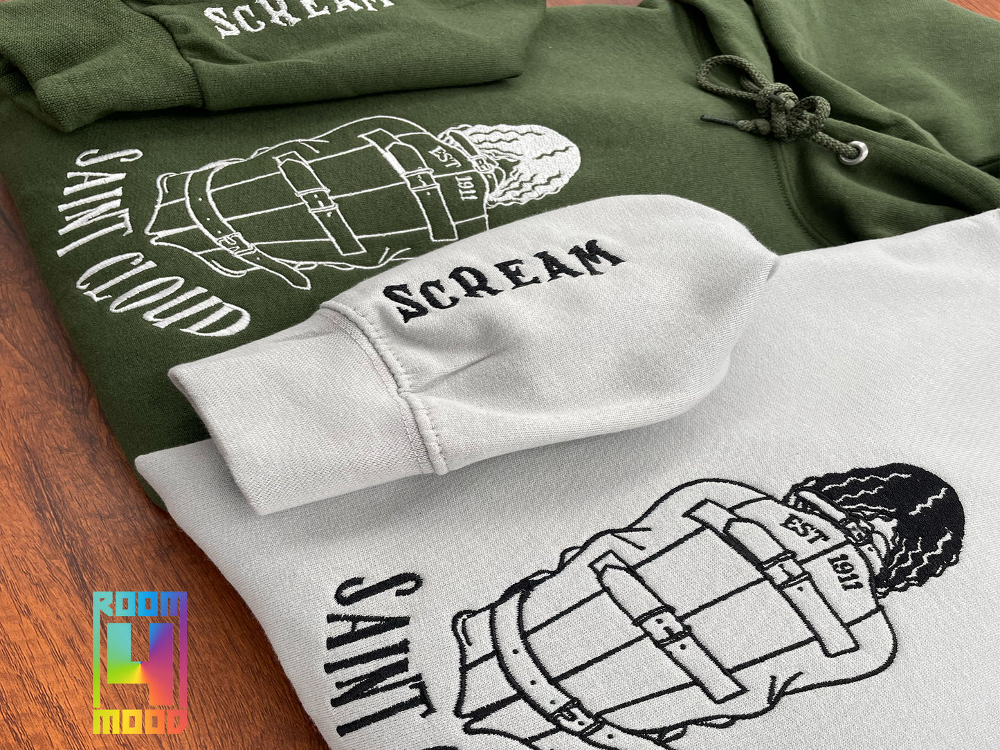 Embroidered Saint Cloud Crewneck, Asylum Scream Sleeve, Embroidered Crewneck, sweatshirt, Gift maker, Halloween, Spooky Season, Horror Hoodie (Copy)