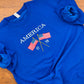 USA Embroidered Sweatshirt, United States, America, Crewneck, Flag, Olympics 2024, Patriot, July 4th, Red White and Blue, American pride