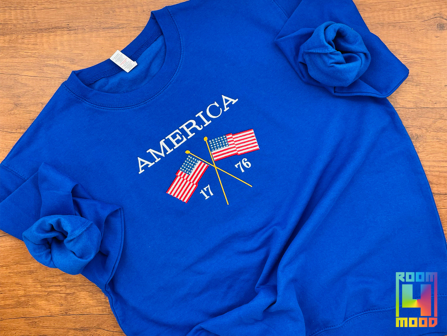 USA Embroidered Sweatshirt, United States, America, Crewneck, Flag, Olympics 2024, Patriot, July 4th, Red White and Blue, American pride