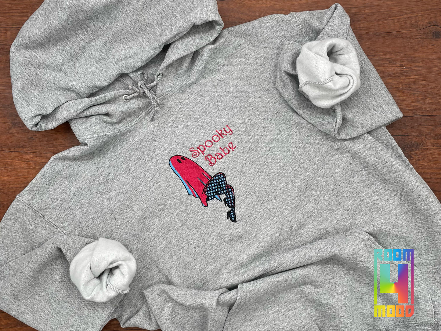 Embroidered Spooky Babe Hoodie, Halloween, Horror, Fiesta Skeletons, Sexy Babe, Gift Maker, Halloween, Dance Party Hoodie, Babe Hoodie