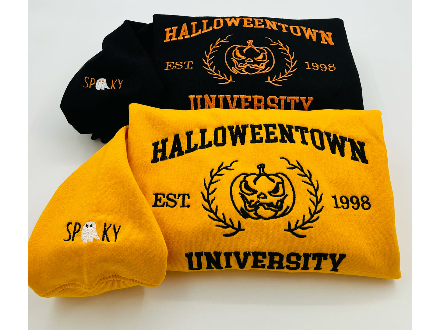 Halloweentown Embroidery Sweatshirt, Skpooky Ghost Sleeve