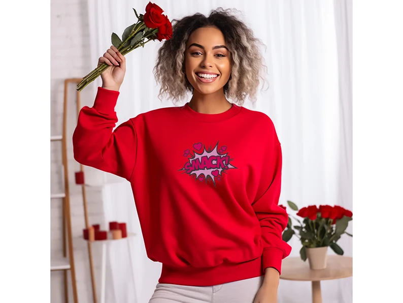 Embroidery Smack Love Heart Sweatshirt, Cupid, Valentines Hoodie, Valentines Gift, Dangerous Lovers, Couples sweatshirt, Love Cute