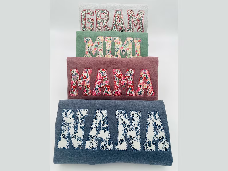 Custom Embroidered Sweatshirt Gift | Mothers Day | Spring Apparel | Floral Nana Shirt | Birthday Gift, Choose any Word/name, mama, gran,bebe