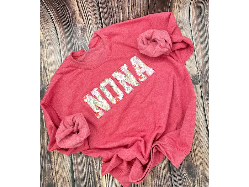 Custom Embroidered Sweatshirt Gift | Mothers Day | Spring Apparel | Floral Nana Shirt | Birthday Gift, Choose any Word/name, mama, gran,bebe