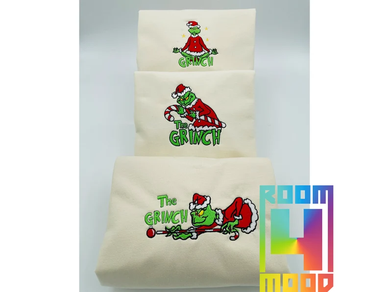 Christmas Sweatshirt, Whoville Embroidered Sweatshirt, Christmas Embroidery Sweatshirt, Christmas Crewneck, 3 Grinch designs to choose from