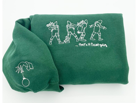 Christmas Sweatshirt, Whoville Embroidered Sweatshirt, Christmas Embroidery Sweatshirt, Christmas Crewneck, Sleeve ornament grinch