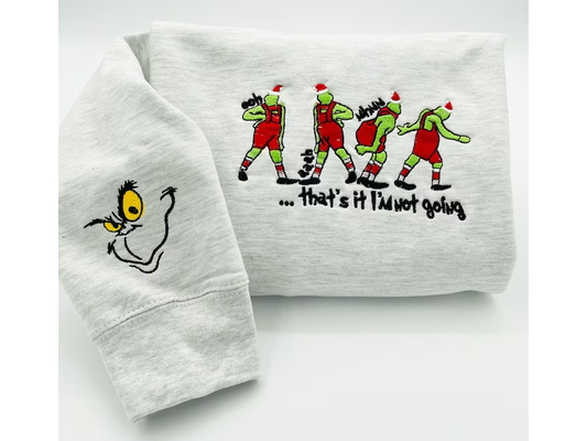 Christmas Sweatshirt, Whoville Embroidered Sweatshirt, Christmas Embroidery Sweatshirt, Christmas Crewneck, Sleeve face grinch