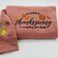 Embroidered Halloween embroidery sweatshirt/Fall Pumpkin Pie Season, Y2K Style Crewneck Thanksgiving, pumpkin spice, sleeve message, leaves