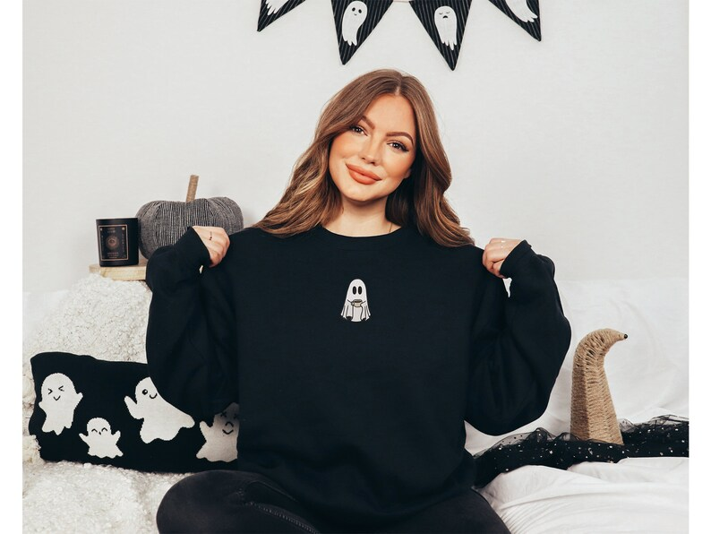 Embroidered Halloween embroidery sweatshirt/Spooky, Cute ghost, Y2K Style Embroidered Crewneck, 12 Ghost to choose from!!!