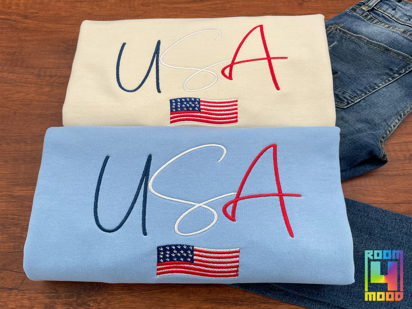 USA Embroidered Sweatshirt, United States, America, Crewneck, Flag, Olympics 2024, Patriot, July 4th, Red White and Blue, American pride (Copy) (Copy)