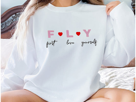 FLY First Love Yourself Embroidered Sweatshirt